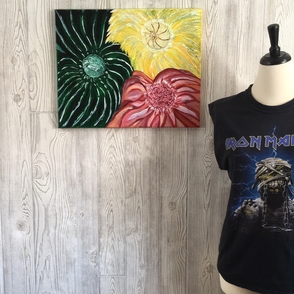 Original Painting Flowers Floral Wall Art on Canvas 20"x16" - Picture 8 of 15